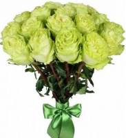 Купить букет роз из 15 зелёных цветков